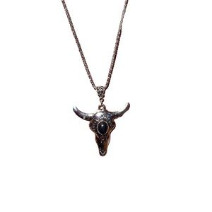 Bullhead Metal Necklace black color stone